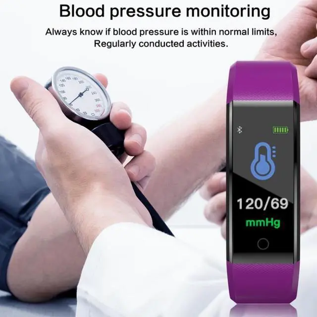 Alt view image 3 of 7 - ID115 Plus Smart Bracelet Fitness Heart Rate Monitor Blood Pressure Pedometer Health Running Sports SmartWatch for IOS Android ID115 Plus Dark Blue (dark blue) Black