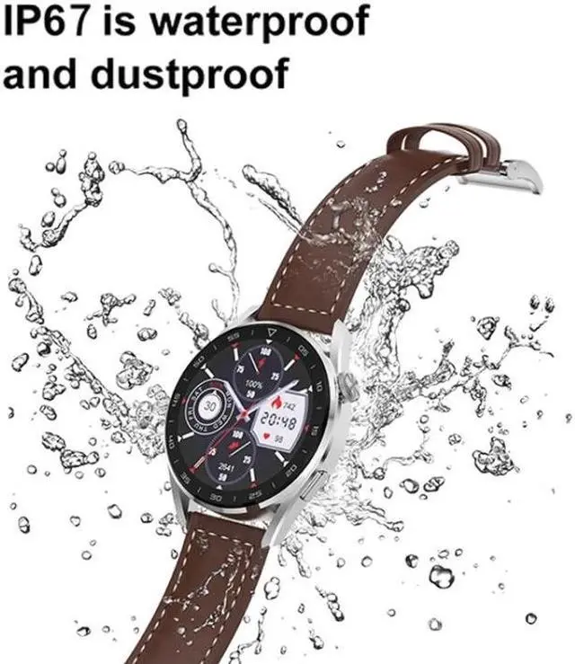 Alt view image 2 of 7 - DT3pro 1.36 inch Color Screen Smart Watch, IP67 Waterproof,Leather Watchband,Support Bluetooth Call/Heart Rate Monitoring/Blood Pressure Monitoring/Blood Oxygen Monitoring/Sleep Monitoring (
