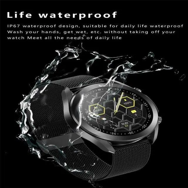 Alt view image 2 of 7 - DW95 1.28 inch Color Screen Smart Watch, IP67 Waterproof,Steel Watchband,Support Bluetooth Call/Heart Rate Monitoring/Blood Pressure Monitoring/Blood Oxygen Monitoring/Sleep Monitoring (Silv