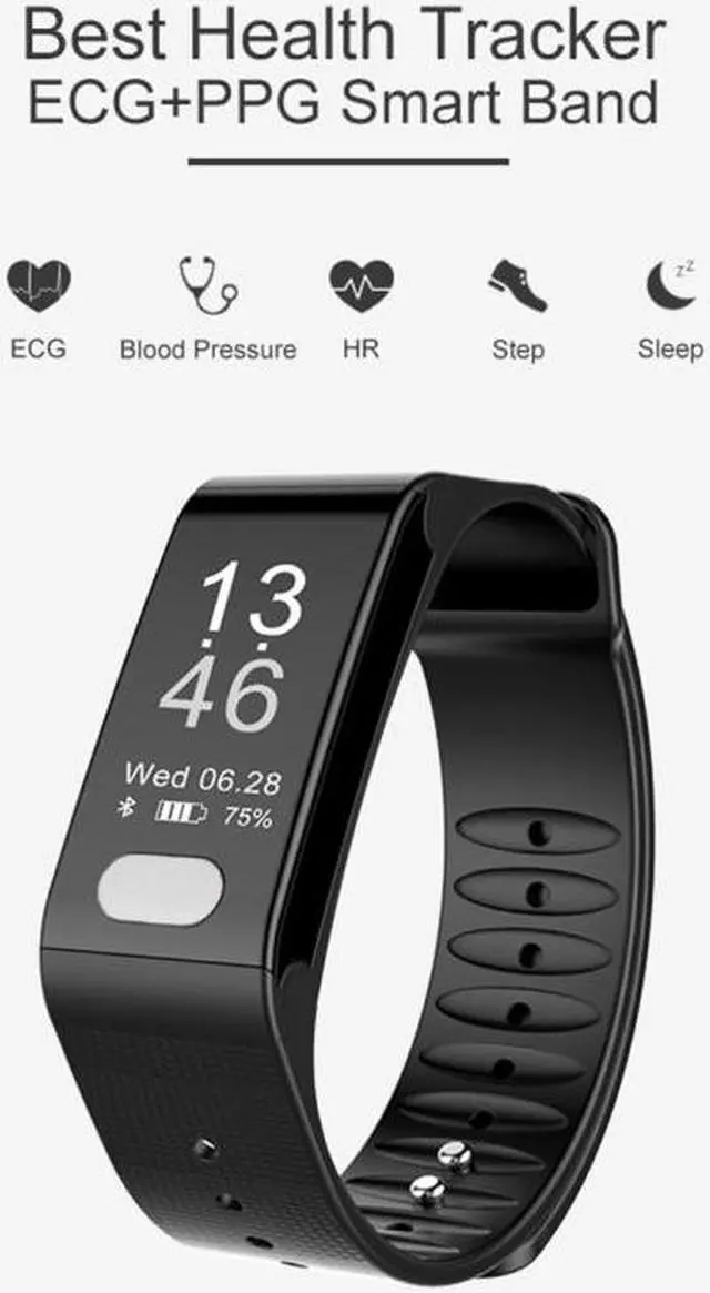 Alt view image 3 of 7 - TLW T6 Fitness Tracker 0.96 inch OLED Display Wristband Smart Bracelet, Support Sports Mode / ECG / Heart Rate Monitor / Blood Pressure / Sleep Monitor (Red)