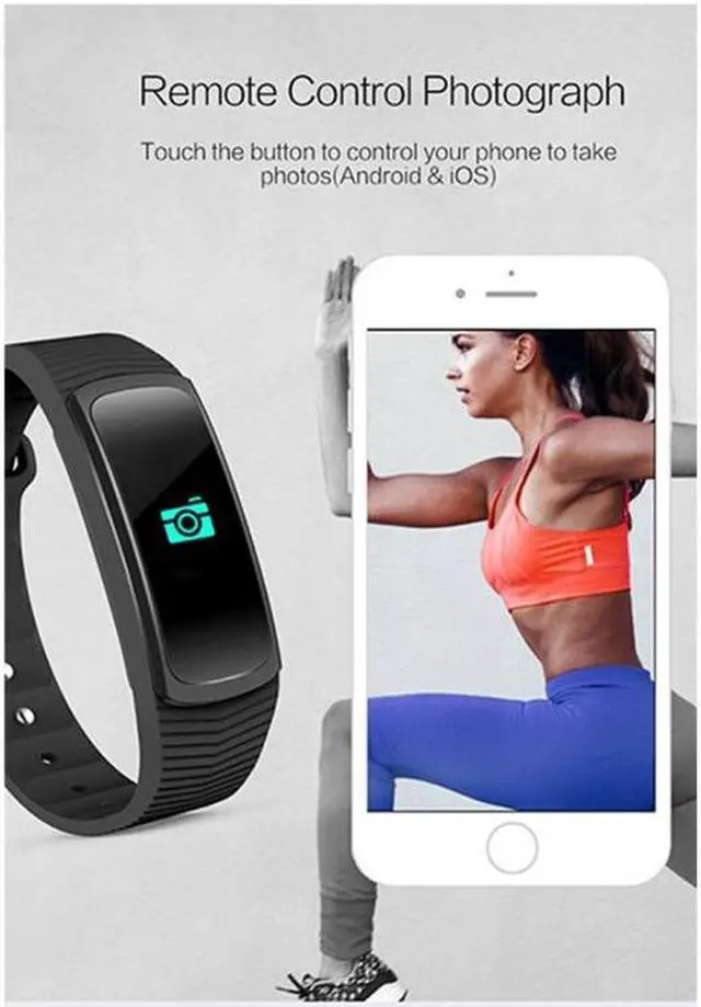 Alt view image 5 of 7 - SMA-B3 Fitness Tracker 0.96 inch Bluetooth Smart Bracelet, IP67 Waterproof, Support Activity Traker / Heart Rate Monitor / Blood Pressure Monitor / Remote Capture (Black)