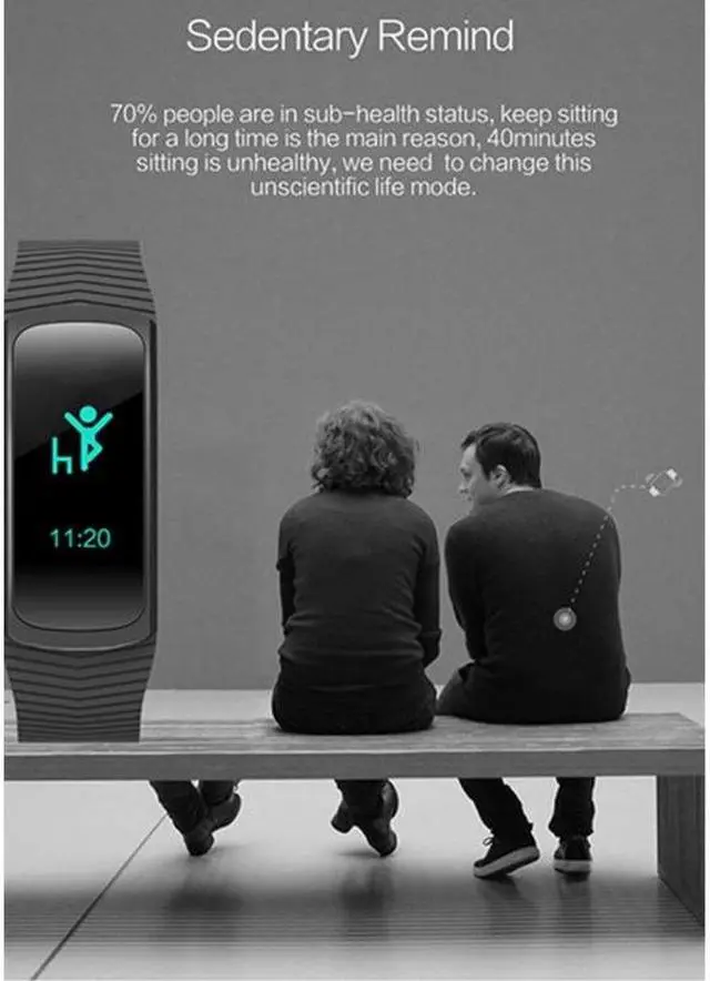 Alt view image 7 of 7 - SMA-B3 Fitness Tracker 0.96 inch Bluetooth Smart Bracelet, IP67 Waterproof, Support Activity Traker / Heart Rate Monitor / Blood Pressure Monitor / Remote Capture (Black)