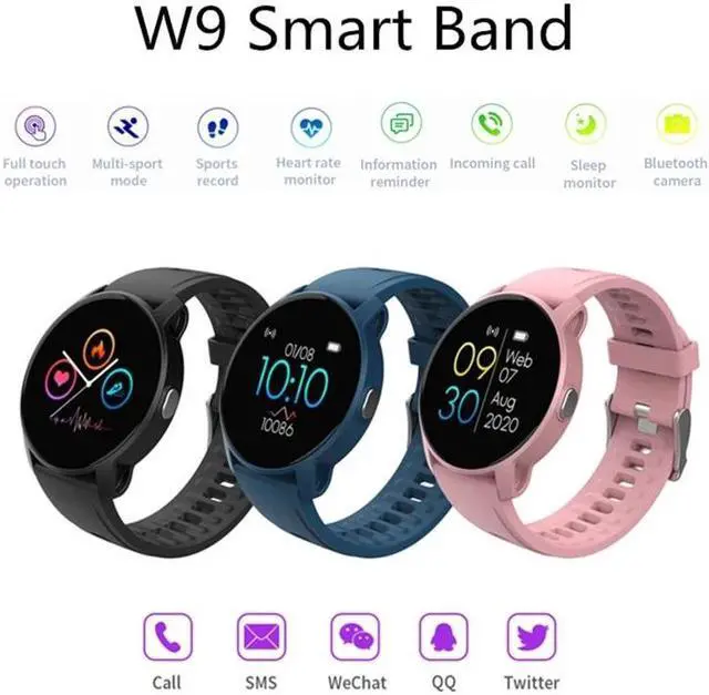Alt view image 3 of 7 - W9 Smart Sport Bracelet, Support Heart Rate Detection & Pedometer & Sedentary Reminder & Sleep Monitoring (Blue) Black