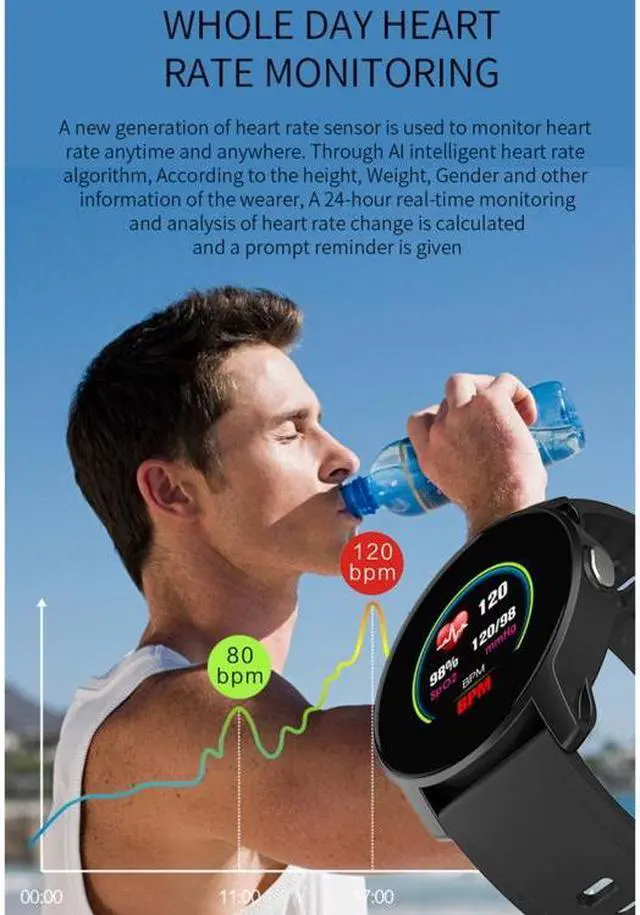 Alt view image 6 of 7 - W9 Smart Sport Bracelet, Support Heart Rate Detection & Pedometer & Sedentary Reminder & Sleep Monitoring (Blue) Black