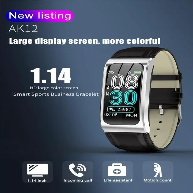 Alt view image 2 of 7 - AK12 1.14 inch IPS Color Screen Smart Watch IP68 Waterproof,Silicone Watchband,Support Call Reminder /Heart Rate Monitoring/Blood Pressure Monitoring/Sleep Monitoring/Predict Menstrual Cycle