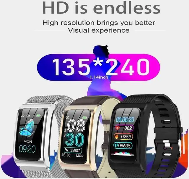 Alt view image 4 of 7 - AK12 1.14 inch IPS Color Screen Smart Watch IP68 Waterproof,Silicone Watchband,Support Call Reminder /Heart Rate Monitoring/Blood Pressure Monitoring/Sleep Monitoring/Predict Menstrual Cycle