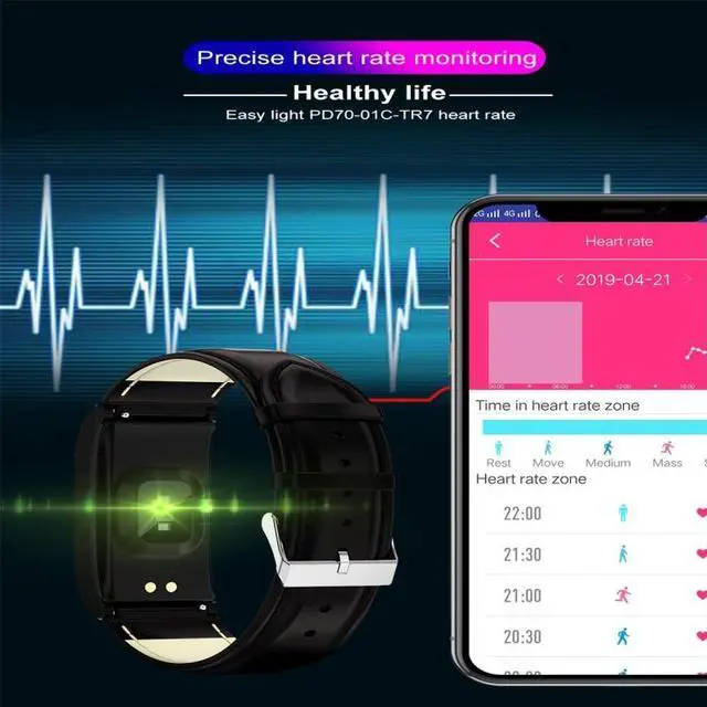 Alt view image 7 of 7 - AK12 1.14 inch IPS Color Screen Smart Watch IP68 Waterproof,Silicone Watchband,Support Call Reminder /Heart Rate Monitoring/Blood Pressure Monitoring/Sleep Monitoring/Predict Menstrual Cycle