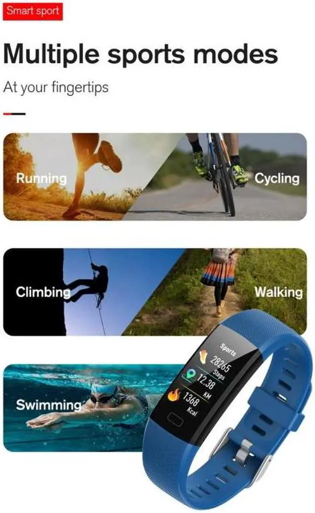 Alt view image 4 of 7 - Y10 0.96 inch TFT Color Screen Smart Bracelet, Support Call Reminder/ Heart Rate Monitoring /Blood Pressure Monitoring/ Sleep Monitoring/Blood Oxygen Monitoring (Red)