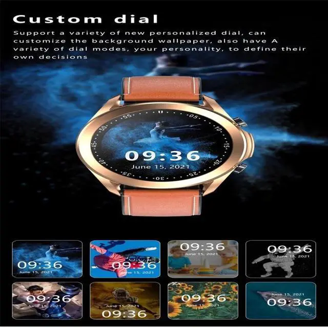 Alt view image 2 of 7 - DW95 1.28 inch Color Screen Smart Watch, IP67 Waterproof,Leather Watchband,Support Bluetooth Call/Heart Rate Monitoring/Blood Pressure Monitoring/Blood Oxygen Monitoring/Sleep Monitoring (Si