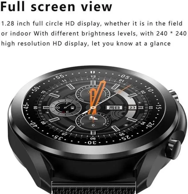 Alt view image 5 of 7 - DW95 1.28 inch Color Screen Smart Watch, IP67 Waterproof,Leather Watchband,Support Bluetooth Call/Heart Rate Monitoring/Blood Pressure Monitoring/Blood Oxygen Monitoring/Sleep Monitoring (Si