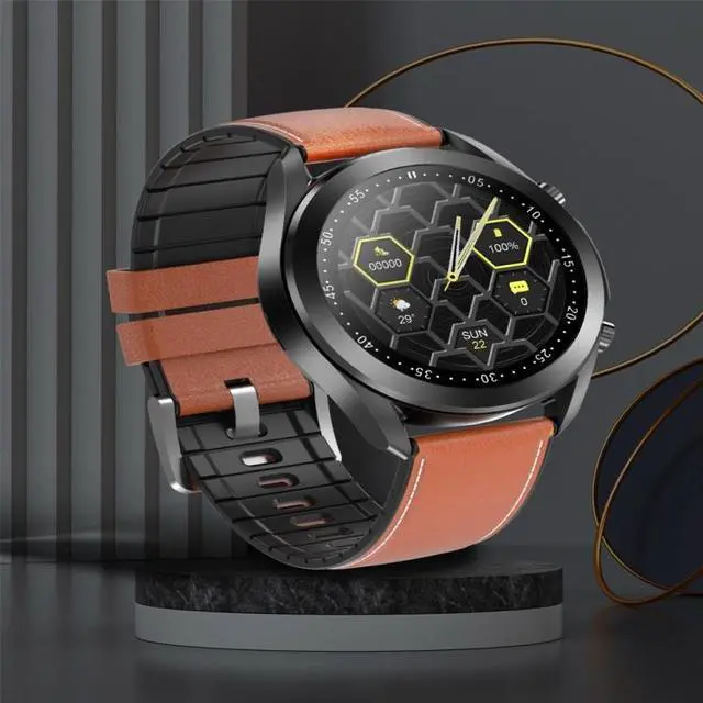 Alt view image 6 of 7 - DW95 1.28 inch Color Screen Smart Watch, IP67 Waterproof,Leather Watchband,Support Bluetooth Call/Heart Rate Monitoring/Blood Pressure Monitoring/Blood Oxygen Monitoring/Sleep Monitoring (Si