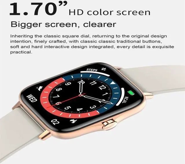 Alt view image 2 of 7 - T42 1.7 inch Color Screen Smart Watch, IP67 Waterproof, Support Bluetooth Call/Heart Rate Monitoring/Blood Pressure Monitoring/Blood Oxygen Monitoring/Sleep Monitoring (Silver)