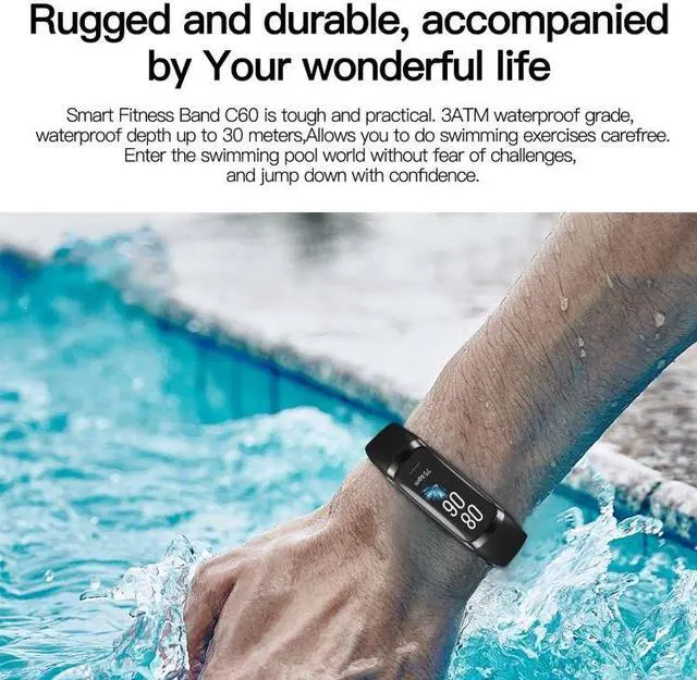 Alt view image 5 of 7 - C60 IP67 Waterproof 1.1 inch Smart Fitness Band (Grey)