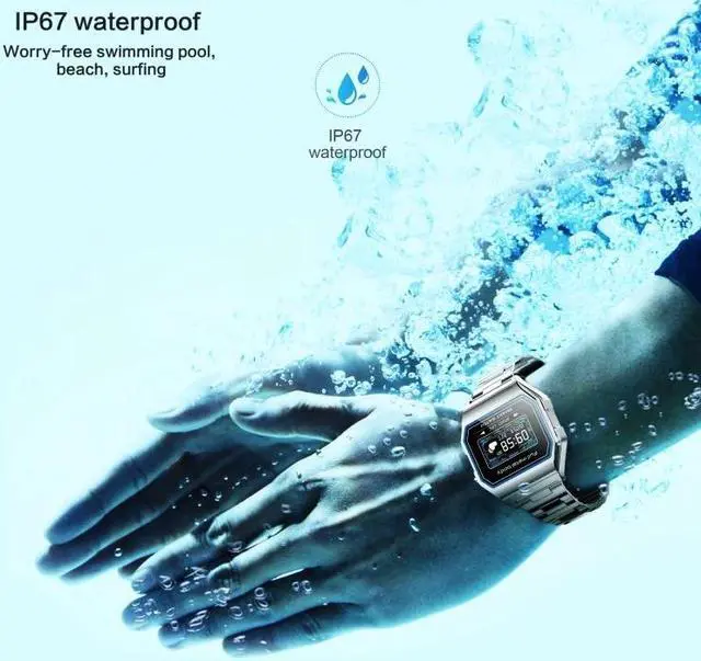 Alt view image 5 of 7 - KW18  IP67 0.96 inch Steel Watchband Color Screen Smart Watch (Black)