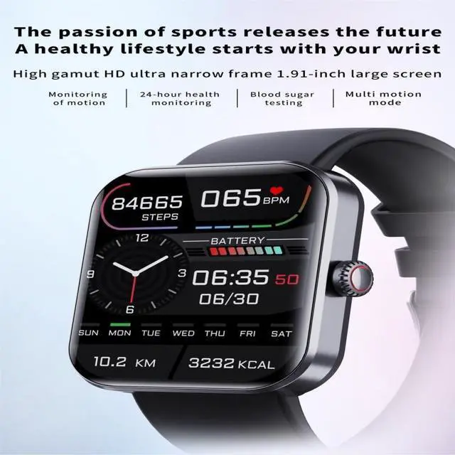 Alt view image 2 of 7 - F57L 1.91 inch Color Screen Smart Watch,Support Heart Rate Monitoring / Blood Pressure Monitoring (Black)