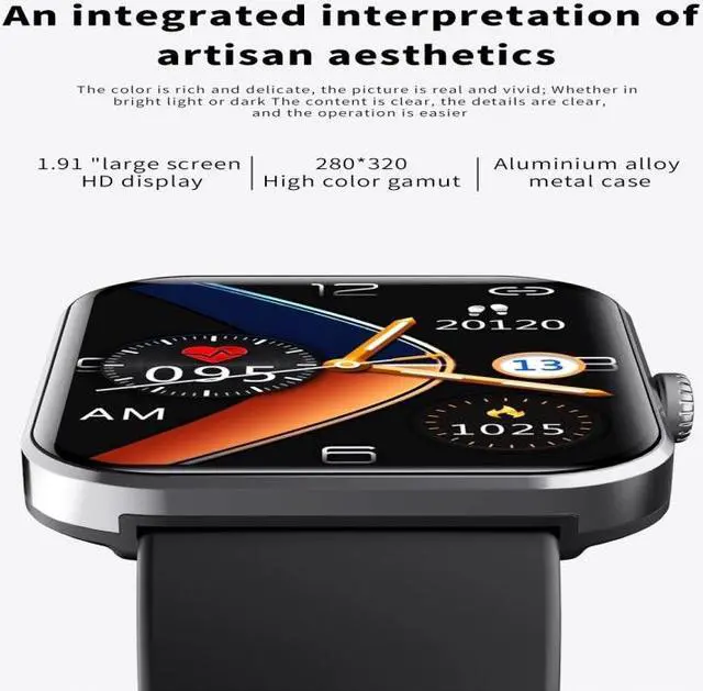 Alt view image 3 of 7 - F57L 1.91 inch Color Screen Smart Watch,Support Heart Rate Monitoring / Blood Pressure Monitoring (Black)