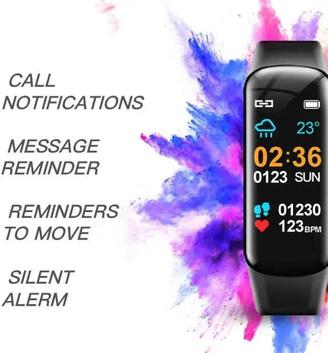 Alt view image 6 of 7 - DOMIN0 C1S 0.96 inches IPS Color Screen Smart Bracelet IP67 Waterproof, Support Call Reminder /Heart Rate Monitoring /Blood Pressure Monitoring /Sleep Monitoring /Sedentary Reminder / Remote