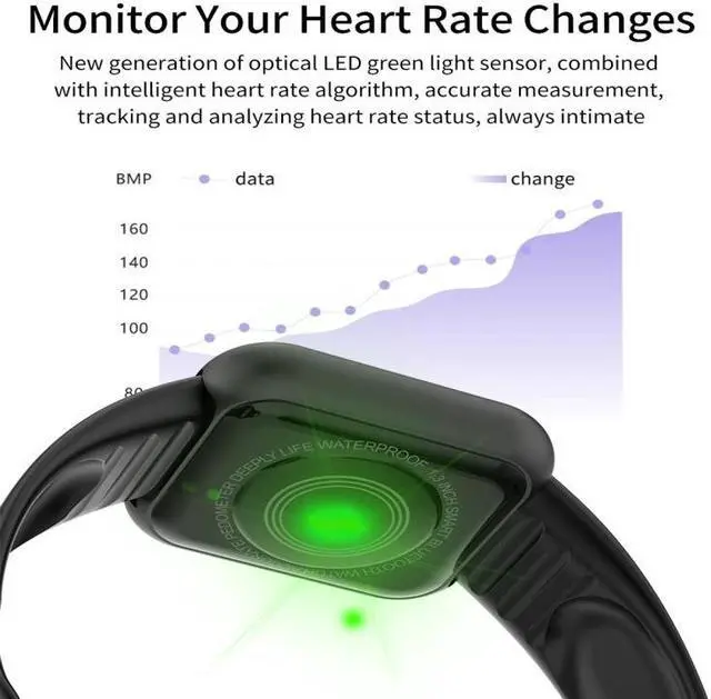 Alt view image 6 of 7 - D20 1.3inch IPS Color Screen Smart Watch IP67 Waterproof,Support Call Reminder /Heart Rate Monitoring/Blood Pressure Monitoring/Sedentary Reminder (Black)