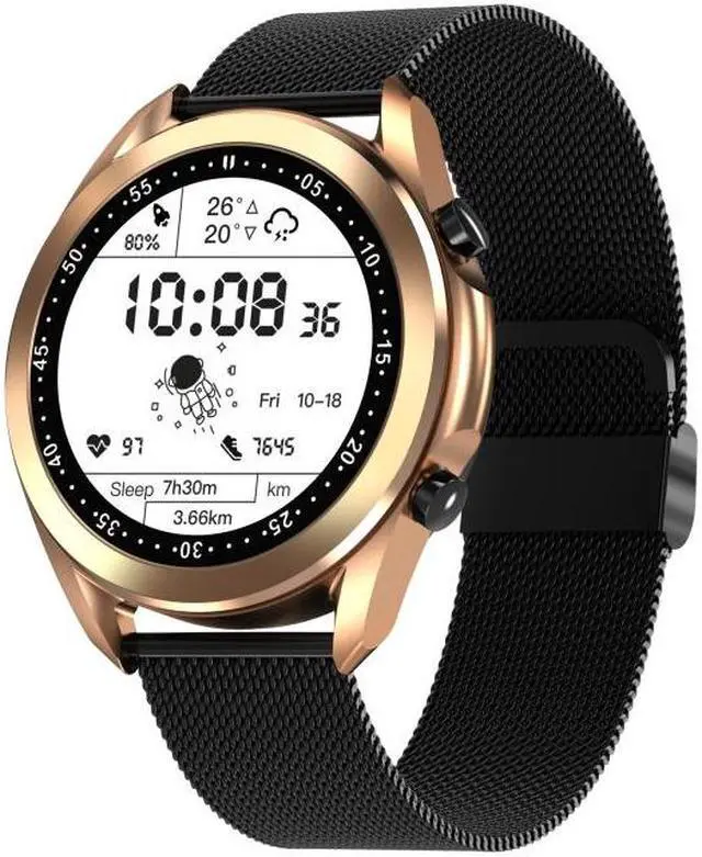 Main image of DW95 1.28 inch Color Screen Smart Watch, IP67 Waterproof,Steel Watchband,Support Bluetooth Call/Heart Rate Monitoring/Blood Pressure Monitoring/Blood Oxygen Monitoring/Sleep Monitoring (Gold