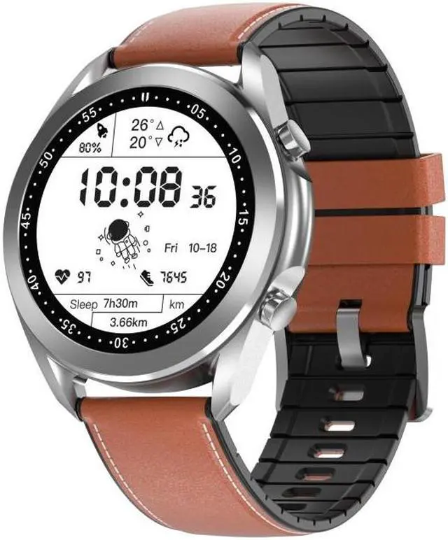 Main image of DW95 1.28 inch Color Screen Smart Watch, IP67 Waterproof,Leather Watchband,Support Bluetooth Call/Heart Rate Monitoring/Blood Pressure Monitoring/Blood Oxygen Monitoring/Sleep Monitoring (Si