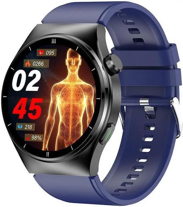 Alt view image 2 of 7 - F320 Laser Physiotherapy Bluetooth Call Uric Acid Blood Lipid Noninvasive Blood Glucose Measurement Heart Rate Body Temperature Smart Watch (Red)