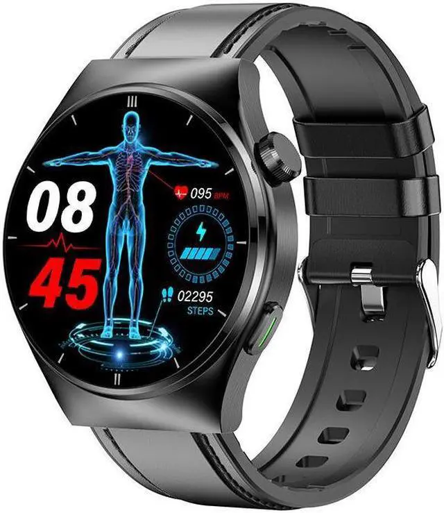 Alt view image 5 of 7 - F320 Laser Physiotherapy Bluetooth Call Uric Acid Blood Lipid Noninvasive Blood Glucose Measurement Heart Rate Body Temperature Smart Watch (Red)