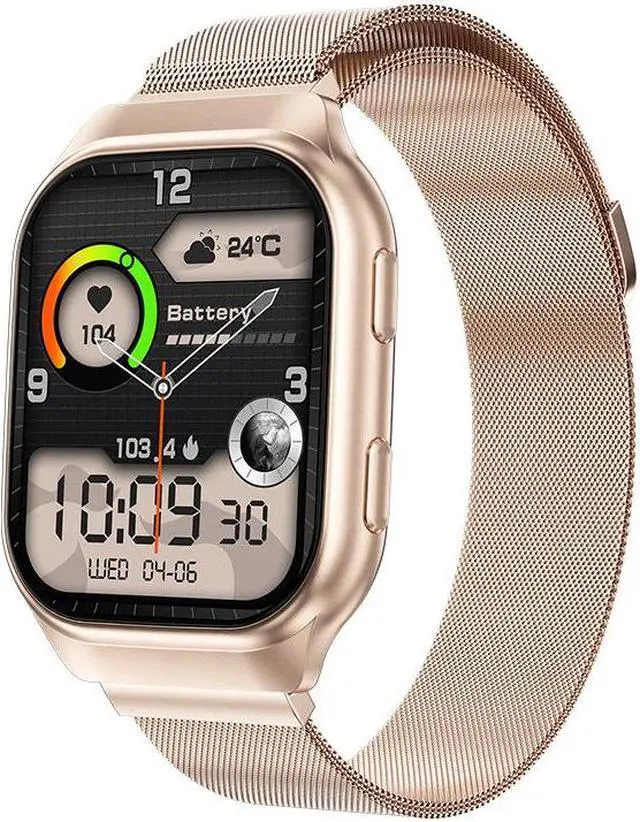 Alt view image 5 of 7 - Fw16e Smart Watch, Bluetooth Call, Music, Amoled, Hd Large Screen, Blood Pressure, Blood Sugar, Smart Watch (Gold Steel)