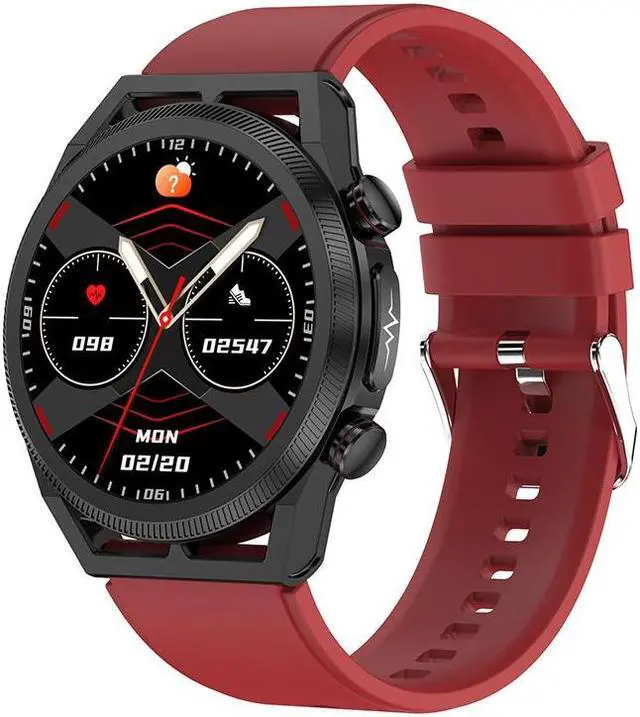 Alt view image 2 of 7 - Et310 Bluetooth Calling Non-Invasive Blood Glucose Smart Watch Ecg Uric Acid Blood Lipid Body Temperature Sos Smart Watch (Brown Leather)