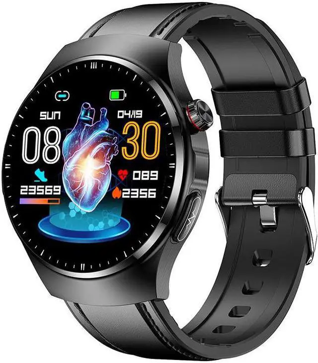 Alt view image 4 of 7 - Tk25 Ecg Blood Glucose Uric Acid Bluetooth Talk Smart Watch Body Temperature Heart Rate Multi-Exercise Smart Watch (Red)