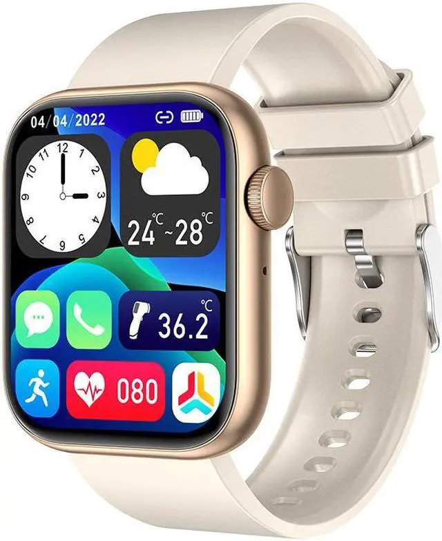 Alt view image 3 of 7 - Qx7 Bluetooth Calling Smart Watch Body Temperature Heart Rate Blood Oxygen Monitoring Voice Assistant Sport Smart Watch (Pink)