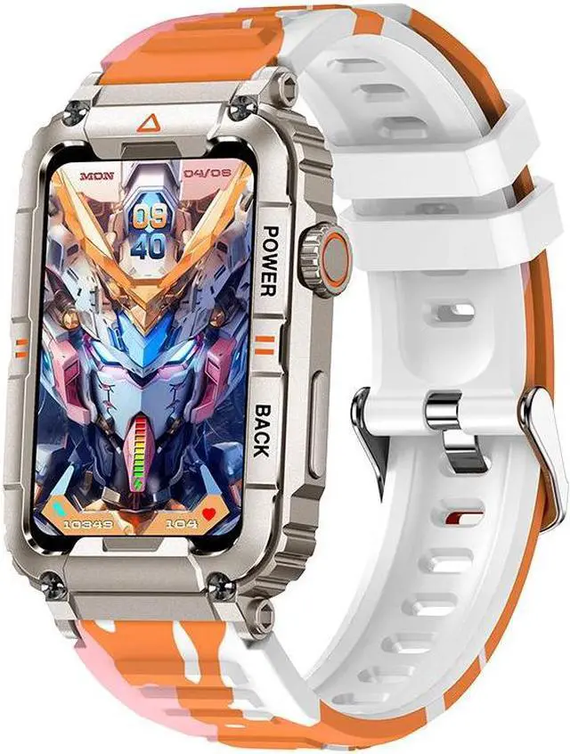 Alt view image 5 of 7 - Kr88 Bluetooth Calling Smart Watch Voice Assistant Heart Rate Blood Pressure Monitoring Multi-Sport Smart Watch (Camouflage Gold)
