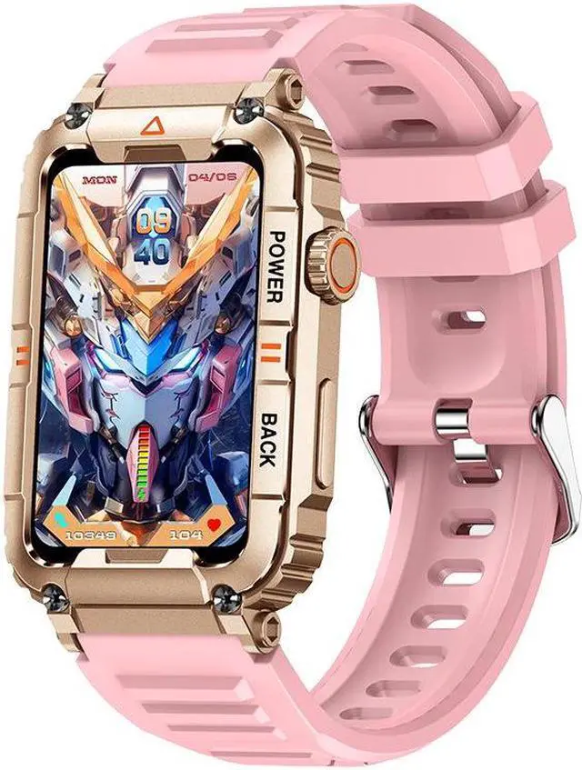 Alt view image 7 of 7 - Kr88 Bluetooth Calling Smart Watch Voice Assistant Heart Rate Blood Pressure Monitoring Multi-Sport Smart Watch (Camouflage Gold)