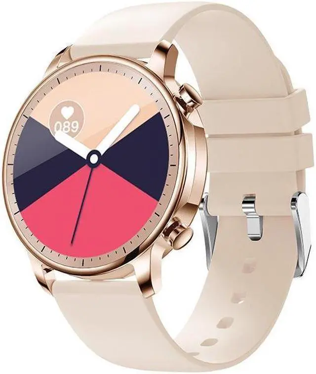 Alt view image 3 of 7 - V23 Full Round Full Touch Bracelet Heart Rate Blood Pressure Blood Oxygen Measurement Black Skin Female Physiological Cycle Smart Watch (Pink)