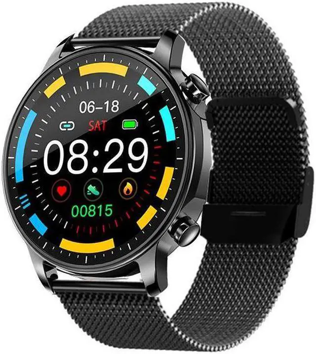 Alt view image 6 of 7 - V23 Full Round Full Touch Bracelet Heart Rate Blood Pressure Blood Oxygen Measurement Black Skin Female Physiological Cycle Smart Watch (Pink)