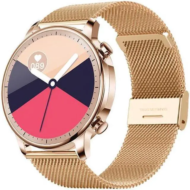 Alt view image 7 of 7 - V23 Full Round Full Touch Bracelet Heart Rate Blood Pressure Blood Oxygen Measurement Black Skin Female Physiological Cycle Smart Watch (Pink)