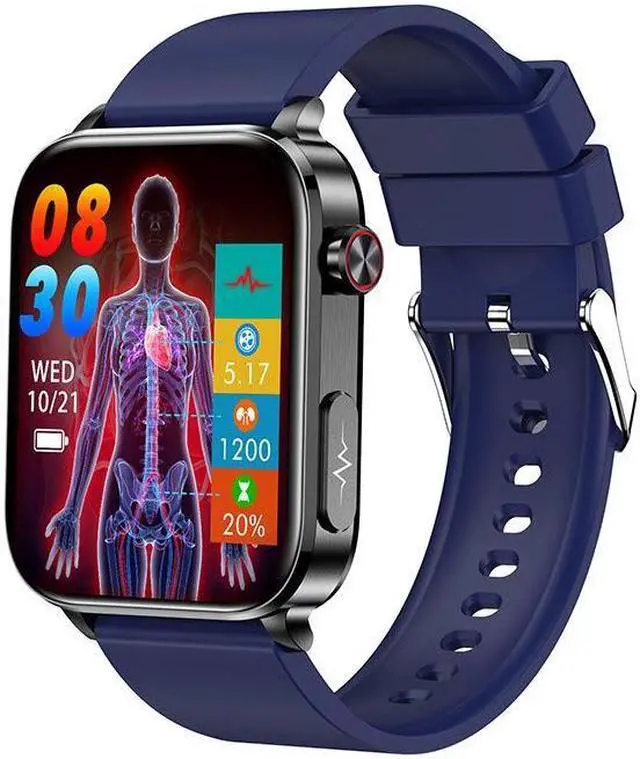 Alt view image 6 of 7 - Tk15 Ecg Blood Glucose Uric Acid Bluetooth Call Smart Watch Body Temperature Heart Rate Multi-Sport Smart Watch (Black Leather)