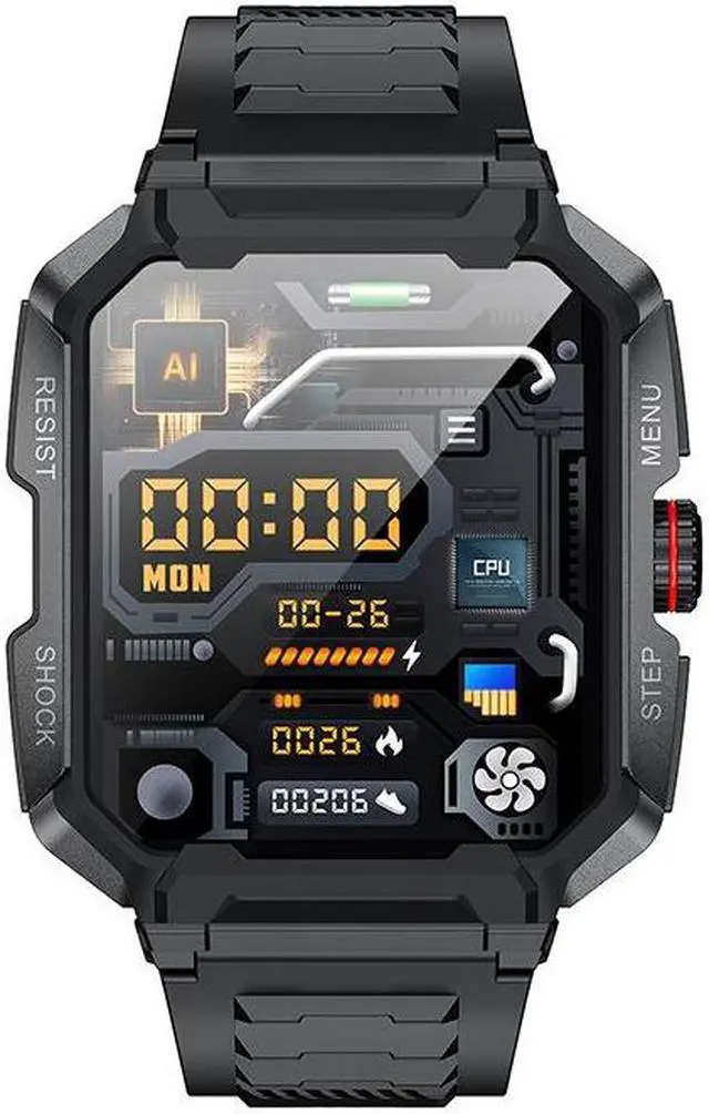 Alt view image 5 of 7 - Ak47 Bluetooth Calling Smart Watch Three-Proof Outdoor Sports Multi-Dial Step Counting Heart Rate Smart Watch (Red)