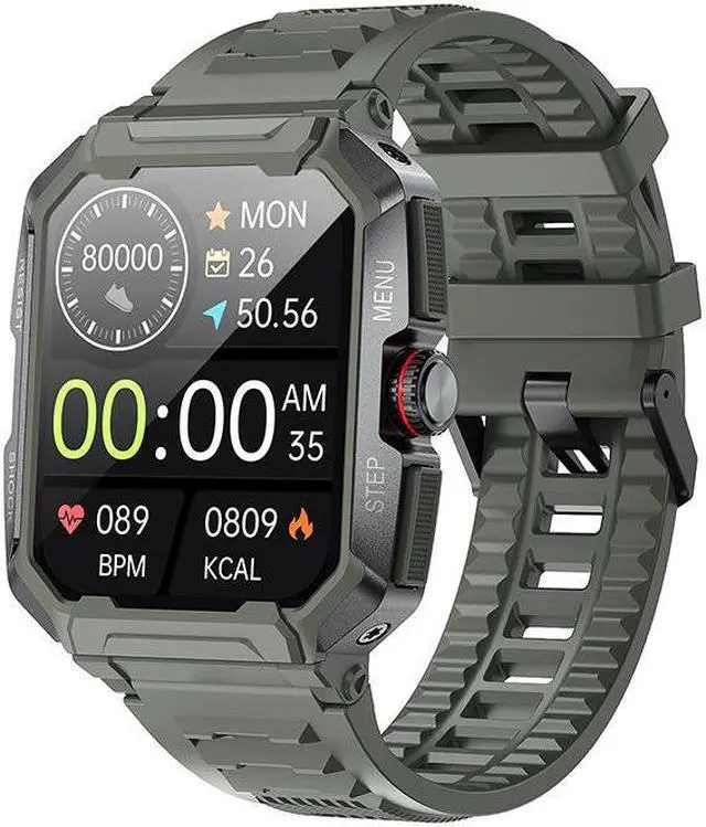 Alt view image 6 of 7 - Ak47 Bluetooth Calling Smart Watch Three-Proof Outdoor Sports Multi-Dial Step Counting Heart Rate Smart Watch (Red)
