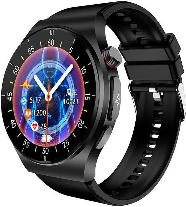 Alt view image 6 of 7 - Et340 Bluetooth Calling Smart Watch Blood Glucose Uric Acid Blood Lipid Ecg + Ppg More Than Sport Smart Watch (Brown Leather)