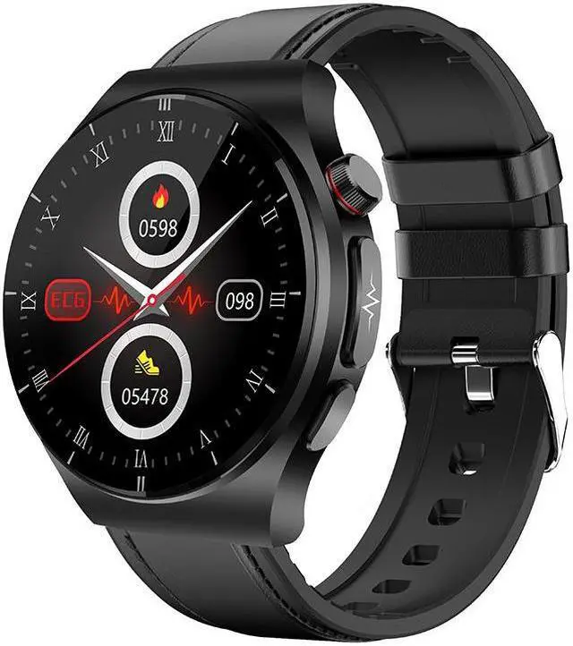Alt view image 4 of 7 - Et340 Bluetooth Calling Smart Watch Blood Glucose Uric Acid Blood Lipid Ecg + Ppg More Than Sport Smart Watch (Brown Leather)