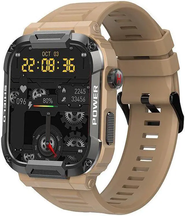 Alt view image 7 of 7 - Mk66 Outdoor Bluetooth Call Smart Watch Rotary Button Heart Rate Blood Pressure Voice Assistant Timing (Green)