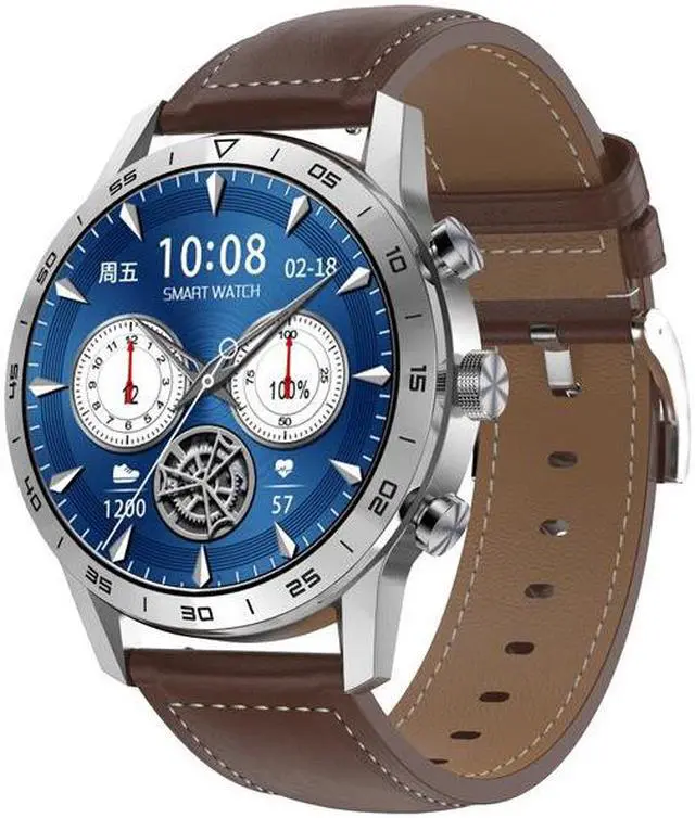 Main image of Dt70 Smart Watch 1.39-Inch Amoled Screen Bluetooth Calling Rotating Button Wireless Charger Local Music (Brown Leather)