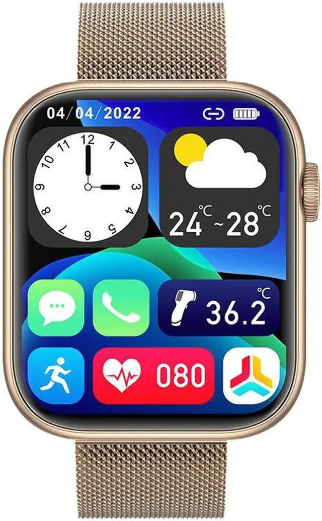 Alt view image 7 of 7 - Qx7 Bluetooth Calling Smart Watch Body Temperature Heart Rate Blood Oxygen Monitoring Voice Assistant Sport Smart Watch (Pink)