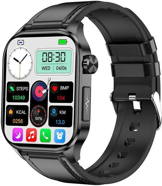 Alt view image 7 of 7 - Et580 Bluetooth Calling Ecg Smart Watch Blood Glucose Heart Rate Body Temperature Monitoring Multi-Sport Smart Watch (Red)