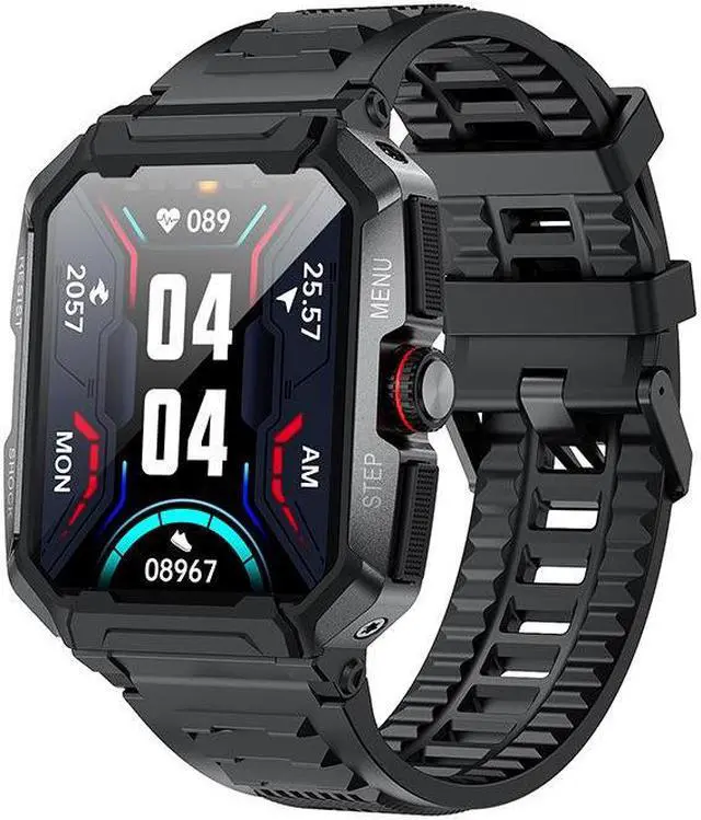 Alt view image 7 of 7 - Ak47 Bluetooth Calling Smart Watch Three-Proof Outdoor Sports Multi-Dial Step Counting Heart Rate Smart Watch (Red)