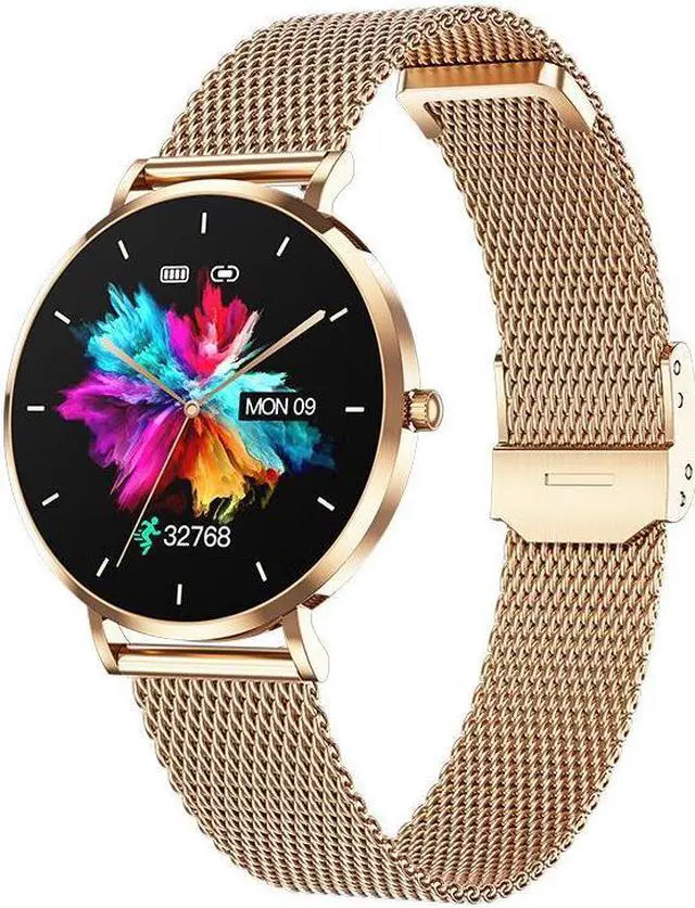 Alt view image 2 of 7 - Women's Smart Watch 1.19-Inch Stainless Steel Shell T8mini Ultra-Thin Multi-Sport Smart Watch (Golden Skin)
