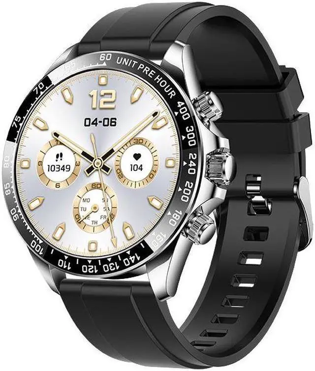 Alt view image 3 of 7 - Ak63 One-Click Connection Bluetooth Call, Rotary Button, Voice Assistant, Heart Rate, Blood Pressure, Multi-Sport Smart Watch (Blue Steel) Black