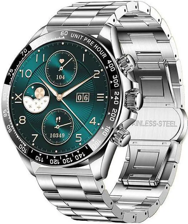 Alt view image 4 of 7 - Ak63 One-Click Connection Bluetooth Call, Rotary Button, Voice Assistant, Heart Rate, Blood Pressure, Multi-Sport Smart Watch (Blue Steel) Black