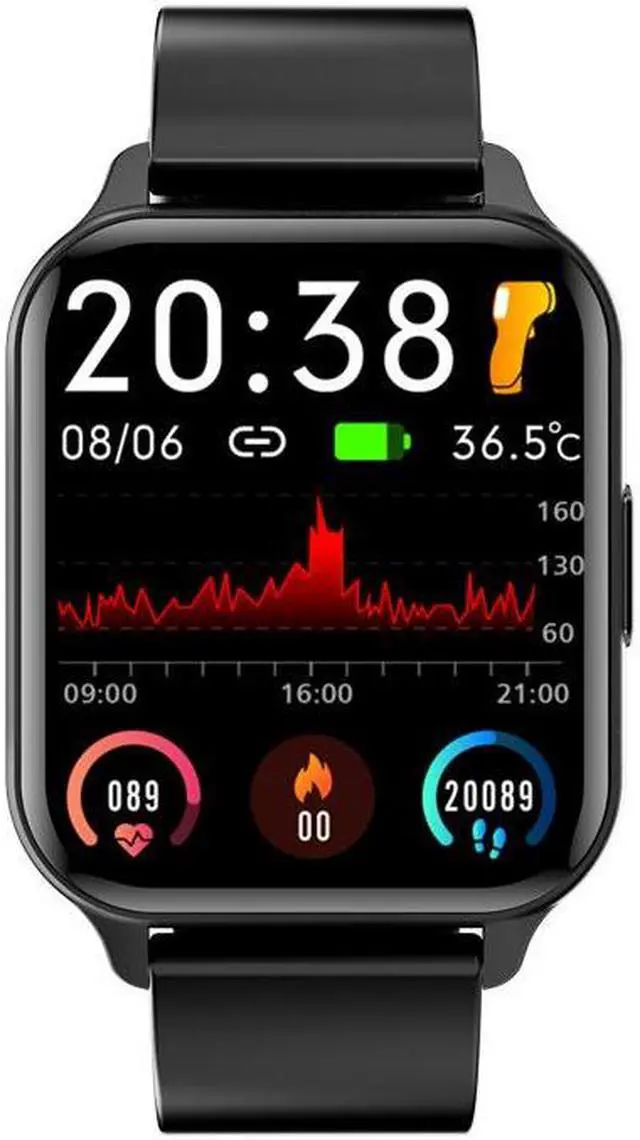 Alt view image 5 of 7 - Q26 1.69-Inch Body Temperature Smart Bracelet Heart Rate Blood Oxygen Blood Pressure Monitoring Sport Smart Watch (Black)