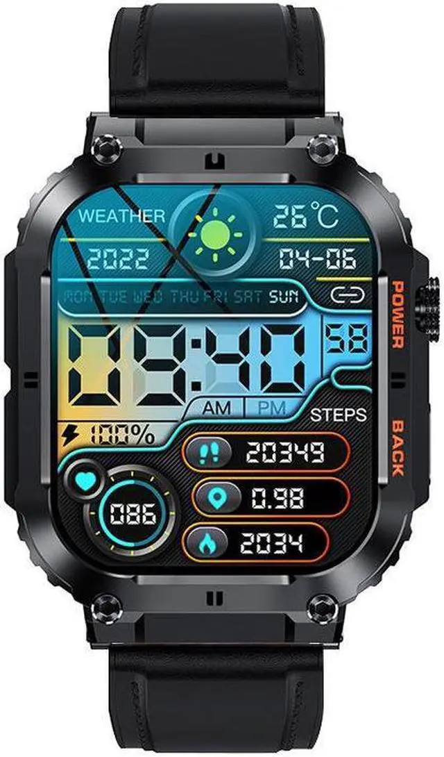 Alt view image 6 of 7 - K57pro Talk Smart Watch Music Weather 1.96 Inch Heart Rate Blood Pressure Blood Oxygen Smart Watch (Silver Leather)